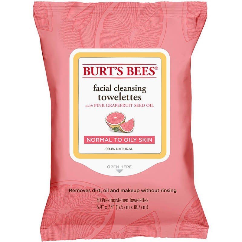 Burt's Bees Facial Cleansing Towelettes-Pink Grapefruit 30 Towelette