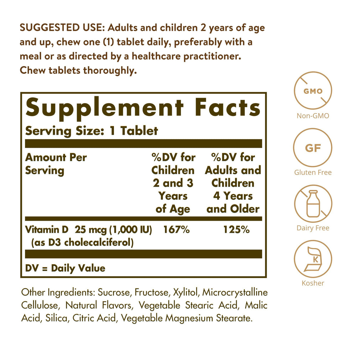 Solgar Vitamin D 3 1000 IU 100 Chewable