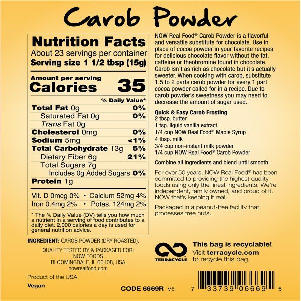 Now Foods Carob Powder Dry Roasted 12 oz Powder