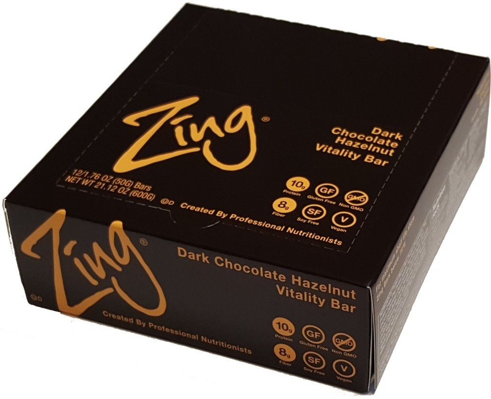 Zing Bars Zing Nutrition Bar-Dark Chocolate Hazelnut-Box 12 Bars Box
