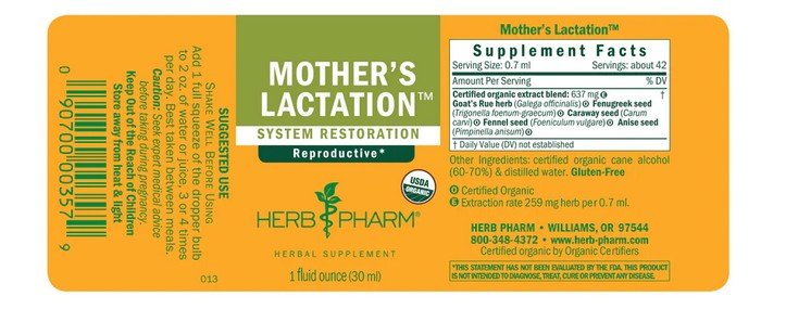 Herb Pharm Mother&#39;s Lactation 1 fl oz Liquid