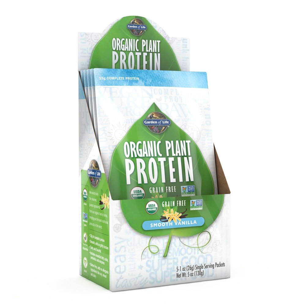 Garden of Life Organic Plant Protein Smooth Vanilla 5-1 oz(28g) Packets Box