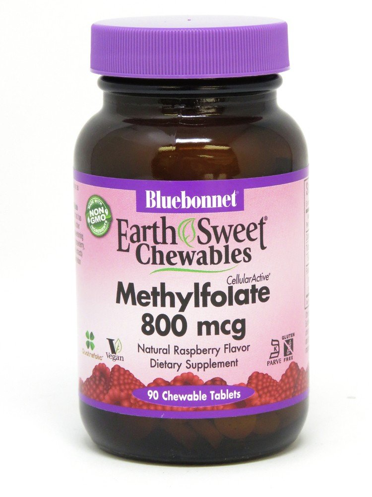 Bluebonnet Earth Sweet Chewables Methylfolate Raspberry 800 mcg 90 Chewable