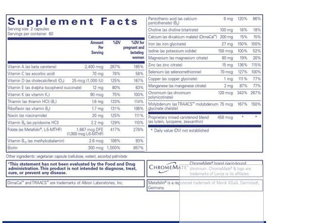 Pure Encapsulations PreNatal Nutrients 120 Capsule