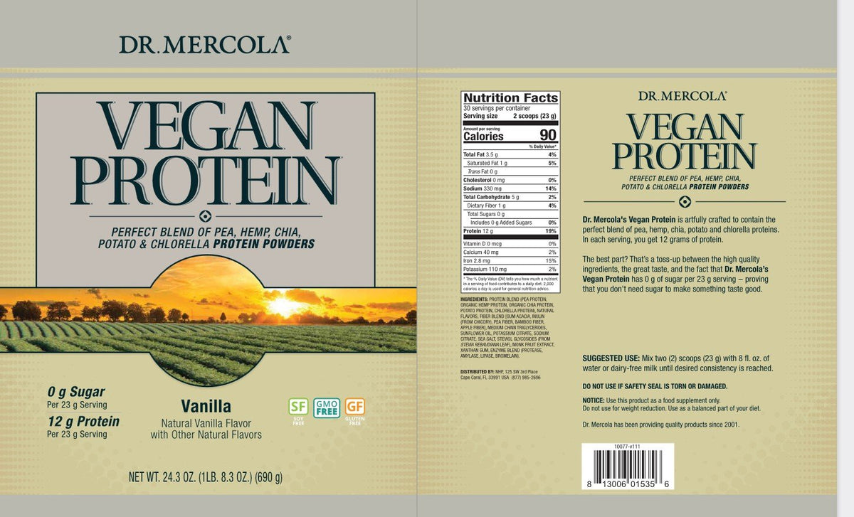 Dr. Mercola Vegan Protein Vanilla 1.5 lbs Powder