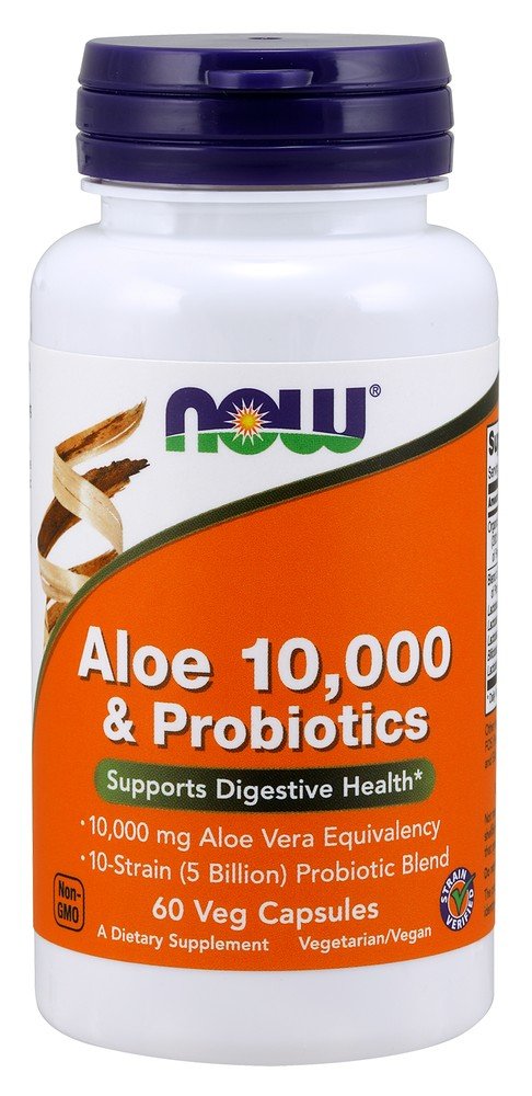 Now Foods Aloe Vera 10,000 &amp; Probiotics 60 VegCap