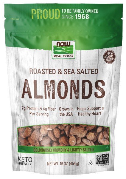 Now Foods Almonds Roasted Salted 1 lbs Bag