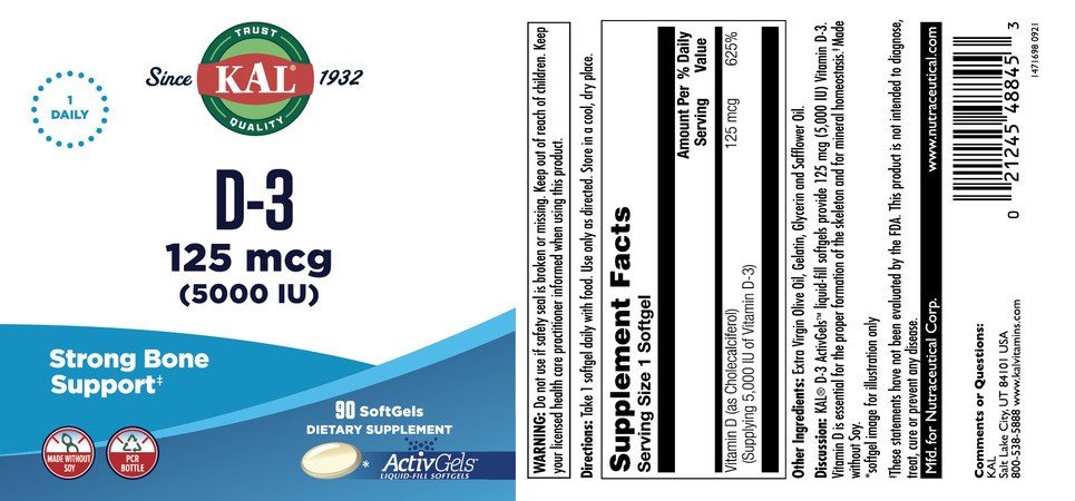 Kal D-3 125 mcg (5000 IU) ActiveGels 90 Softgel