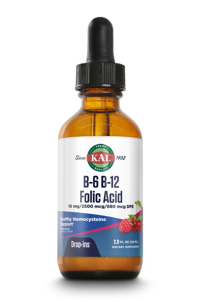 Kal B-6 B-12 Folic Acid Dropins 10,000 mcg 2 oz Liquid