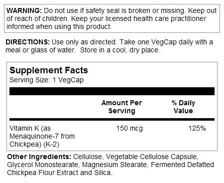 Solaray Vitamin K2 150 mcg 30 VegCap