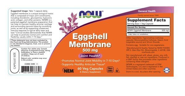 Now Foods Eggshell Membrane 500 mg 60 VegCap