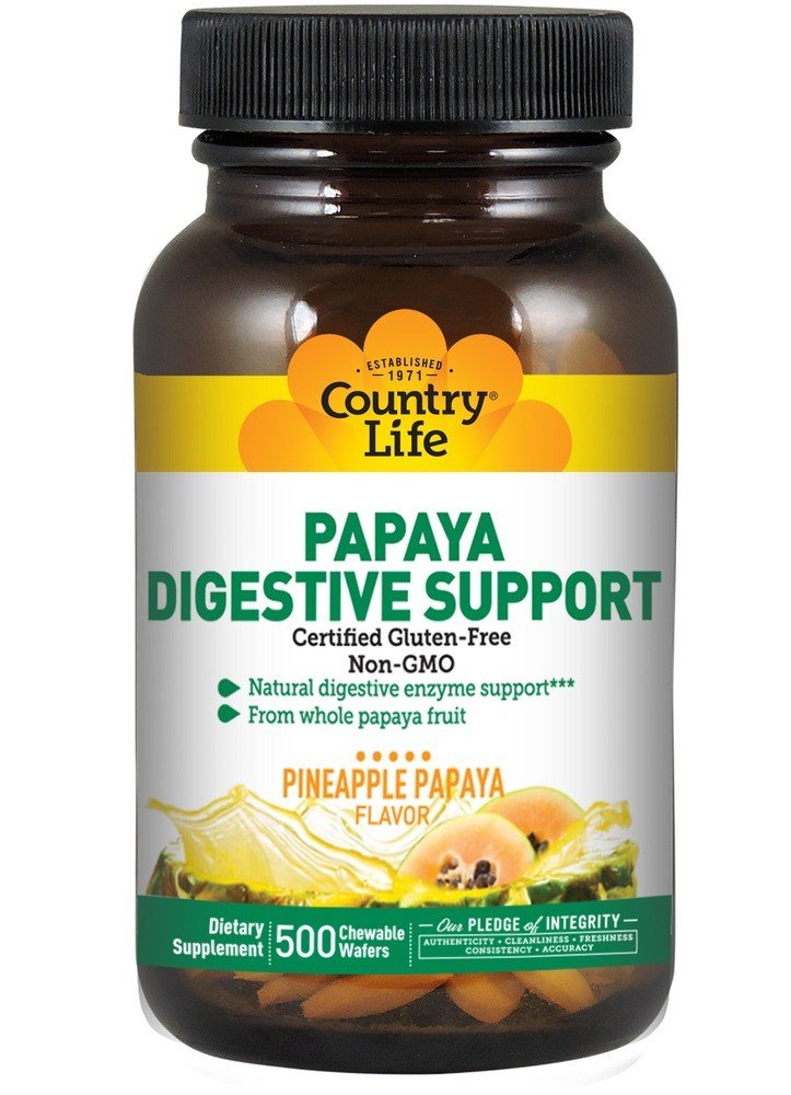 Country Life Papaya Digestive Support 500 Chewable Wafers