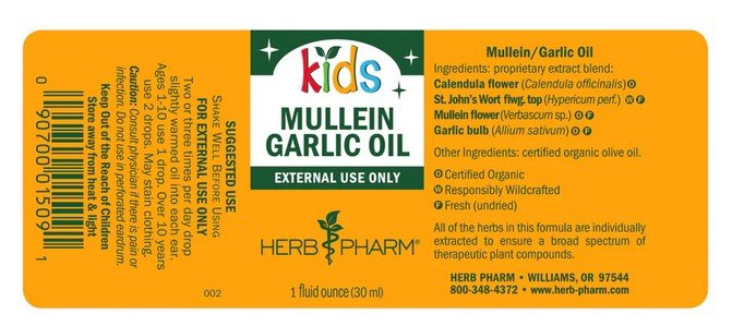 Herb Pharm Kids Ear Oil (Mullein/Garlic) 1 oz Liquid