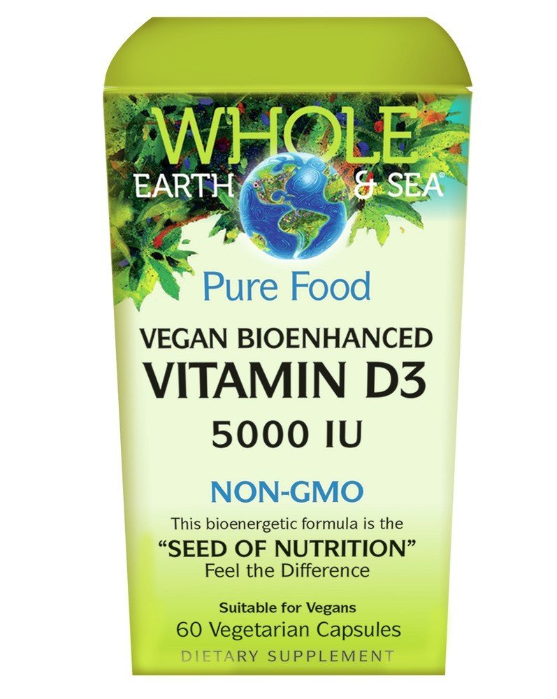 Natural Factors Whole Earth &amp; Sea Vegan Bioenhanced Vitamin D3 5000 I.U. 60 Softgel