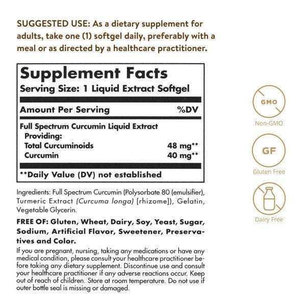 Solgar Curcumin 185x 40 mg 60 Softgel