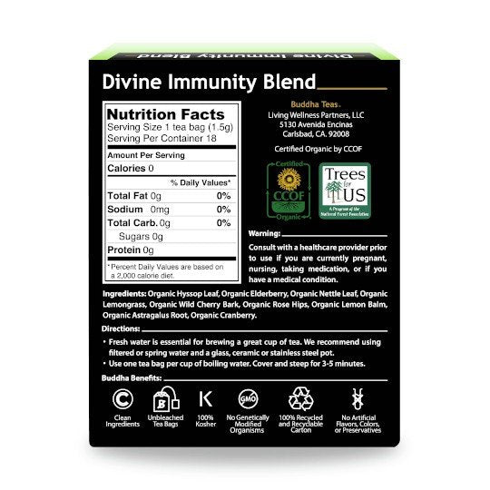 Buddha Teas Divine Immunity Blend Tea 18 Bags Box