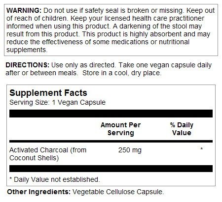 VegLife Vegan Charcoal 250 mg 60 VegCap