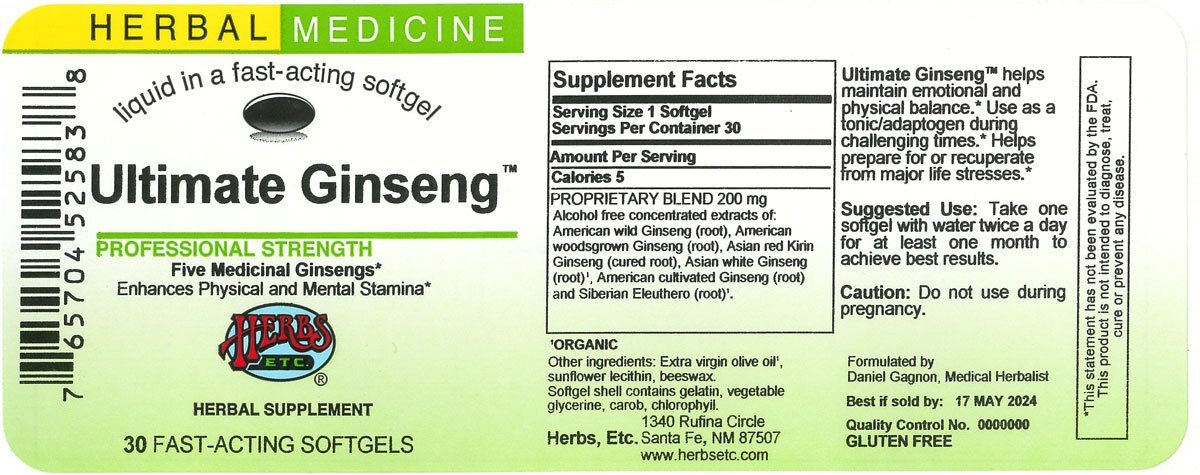 Herbs Etc Ultimate Ginseng 30 Softgel