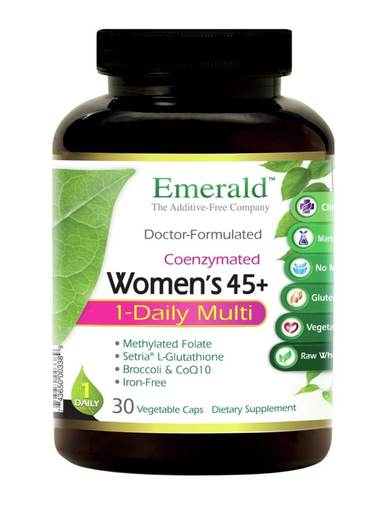 Coenzymated Women's 45+ 1-Daily Multi | Emerald | Methylated Folate | Setria L-Glutathione | Broccoli C.o.Q.10 | Iron-Free | Dietary Supplement | 30 Capsules | VitaminLife