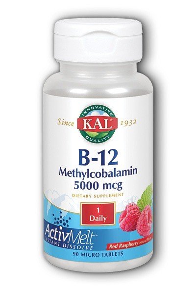 Kal B-12 Methylcobalamin ActivMelt, Ultra 5,000 mcg/Raspberry 90 Lozenge