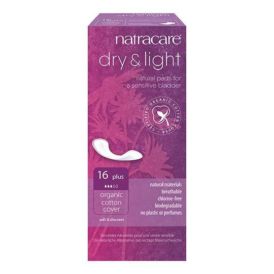 Natracare Dry &amp; Light Plus Incontinence Pads 16 count Box