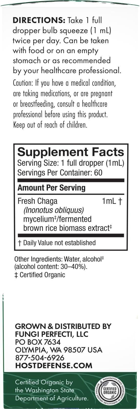 Fungi Perfecti/Host Defense Chaga Extract 2 fl oz Liquid