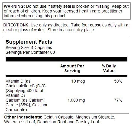 Solaray Calcium Citrate 1000 mg with Vitamin D-3 240 Capsule