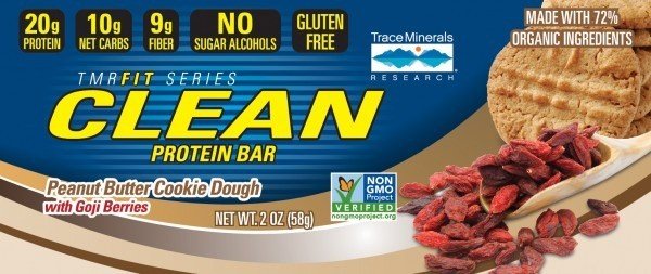 Trace Minerals TMRFIT SERIES CLEAN Protein Bar Peanut Butter with Goji Berries Box 12 bars Box