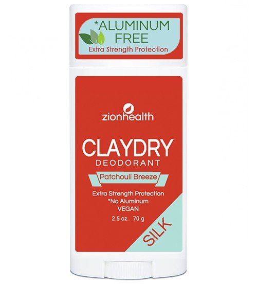 Zion Health ClayDry Silk Deodorant Patchouli Breeze 2.5 oz Stick