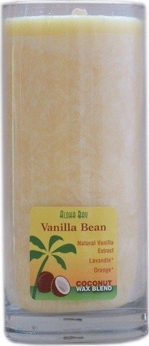 Aloha Bay Coconut Wax Essential Oil Candle Vanilla Bean 11 oz Glass Jar