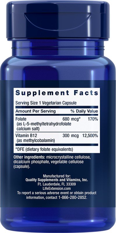 Life Extension Folate &amp; Vitamin B12 90 VegCap