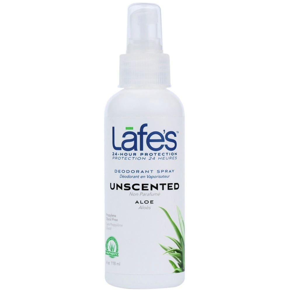 Lafe's Natural Bodycare Lafe's Natural and Organic Deodorant Unscented Spray with Aloe Vera 4 oz Spray