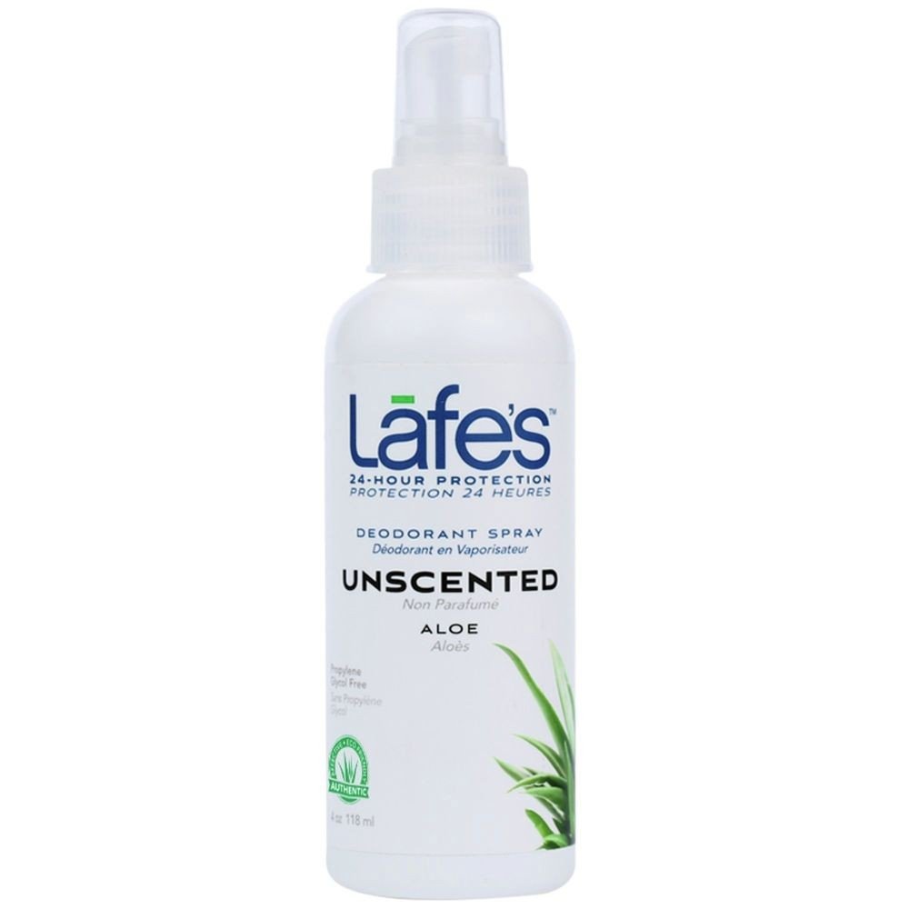 Lafe&#39;s Natural Bodycare Lafe&#39;s Natural and Organic Deodorant Unscented Spray with Aloe Vera 4 oz Spray