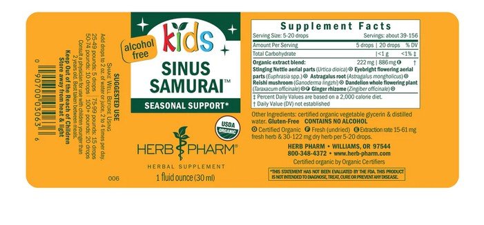 Herb Pharm Kids Sinus Samurai 1 oz Liquid