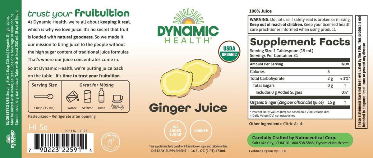 Dynamic Health Ginger Juice Certified Organic 16 fl oz Liquid