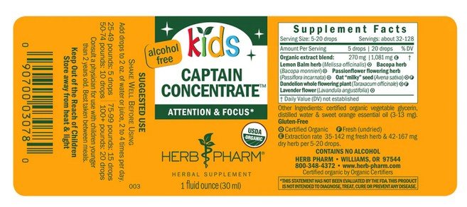 Herb Pharm Kids Captain Concentrate 1 oz Liquid