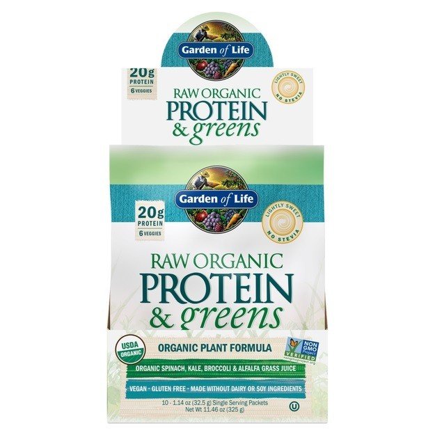 Garden of Life Raw Protein & Greens Lightly Sweetened 10 packets Box