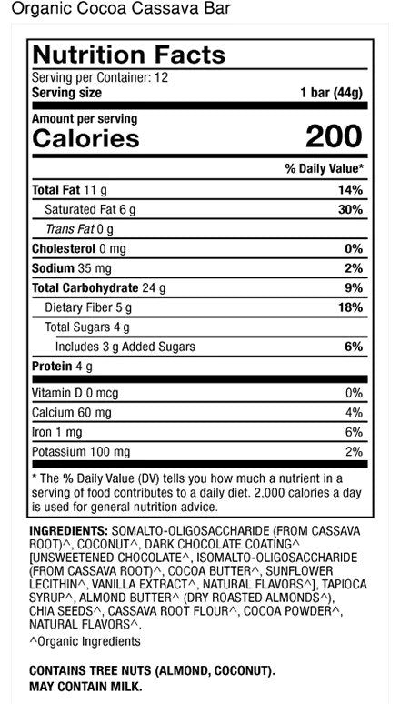 Dr. Mercola Organic Cocoa Cassava Box 12 Bars (1.55 oz (44 Box