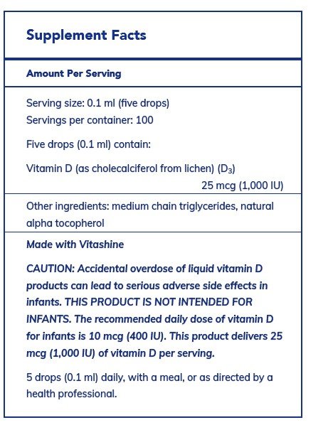 Pure Encapsulations Vitamin D3 (Vegan) 22.5 mL Liquid