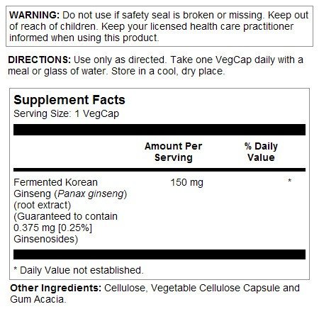 Solaray Fermented Ginseng 30 VegCap