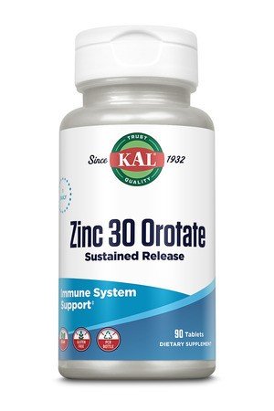 Zinc Orotate | Kal | 30 milligrams Zinc Orotate | Immune System Support | Sustained Release | Gluten Free | Dietary Supplement | 90 Tablets | VitaminLife