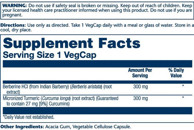 Solaray Berberine &amp; Curcumin 600 mg 60 VegCap