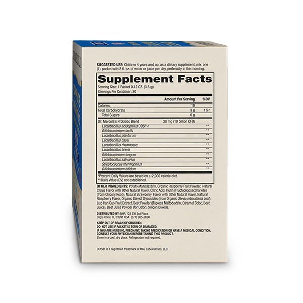 Dr. Mercola Complete Probiotics Powder for Kids 30 Packets Box