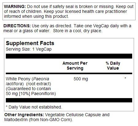 Solaray White Peony Root Extract 60 VegCap