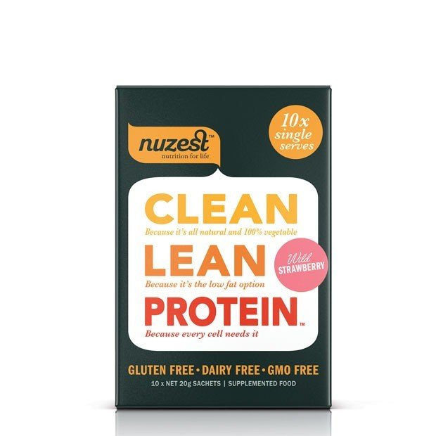 NuZest Clean Lean Protein Wild Strawberry 10 (20g) packets Box