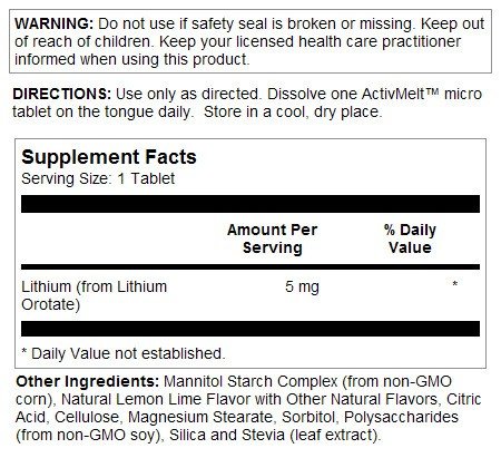 Kal Lithium Orotate ActivMelt Lemon Lime 90 Lozenge