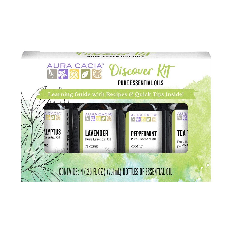 Aura Cacia Essential Oil Discovery Kit 4 (.25 fl oz bottles Kit