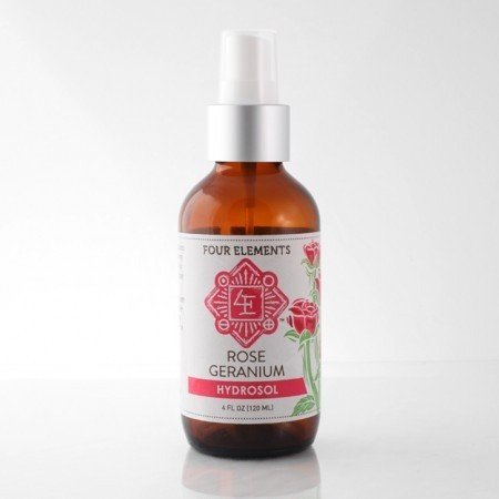 Four Elements Organic Herbals Rose Geranium Hydrosol 4 oz Spray