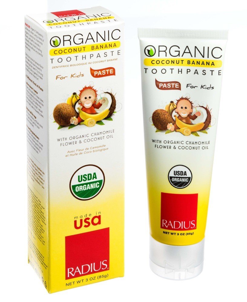 Radius Organic Children&#39;s Toothpaste Coconut Banana 3 oz Paste