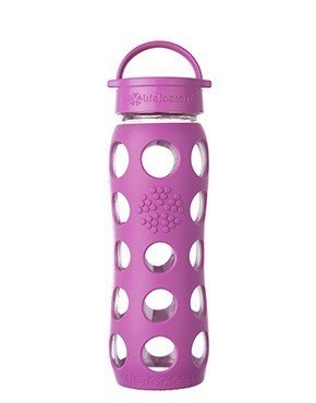 Lifefactory Glass Bottle with Classic Cap &amp; Silicone Sleeve Huckleberry 22 oz Bottle